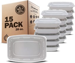 [15 Pack] 1 Compartment Food Storage Containers with Lids, Bento Box, BPA Free - £28.77 GBP