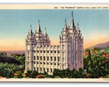 Mormon Temple Salt Lake City Utah UT UNP Linen Postcard N24 - $1.93