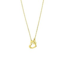  14K Solid Yellow Gold Mini Interlocked Heart Necklace - Adjustable 16&quot;-18&quot; - £182.16 GBP