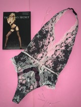 Victoria&#39;s Secret S,M TEDDY One-piece body Black White Gray Lace DREAM A... - $98.99