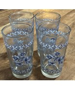 Set 4 Spode Blue Geranium Drinking Glasses Cups RARE 12 Oz Highball - $61.54 CAD