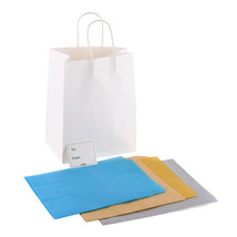 White Paper Gift Bag with 3 Multi Color Tissue Paper Sheets and Note Card - £12.82 GBP