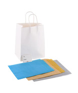 White Paper Gift Bag with 3 Multi Color Tissue Paper Sheets and Note Card - $10.49 CAD