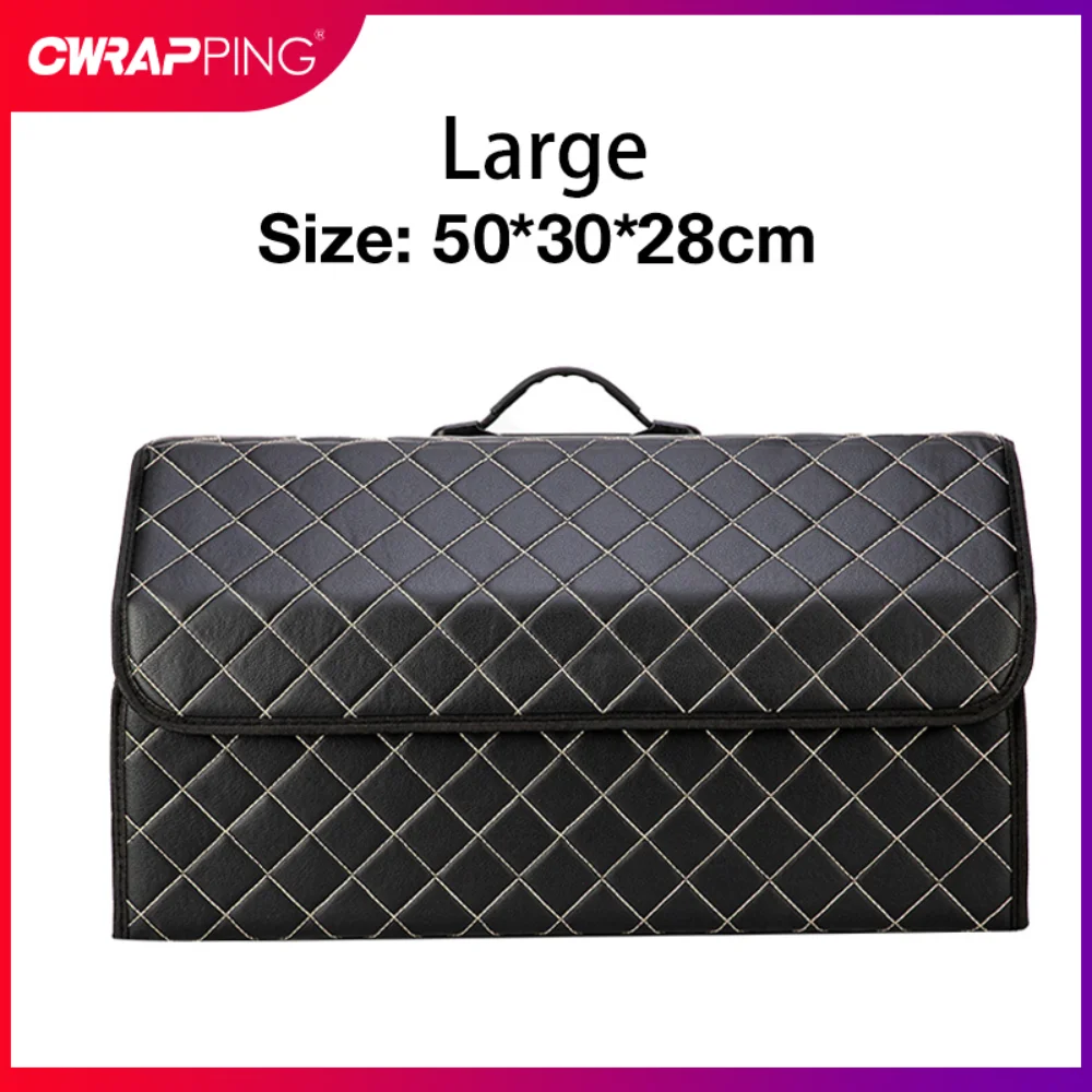 Car Trunk Organizer Boxes PU Leather Auto Organizer Box Stowing Tidying - £23.39 GBP+