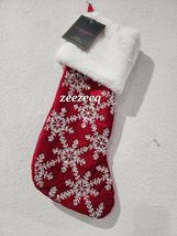 Christian Siriano Christmas Holiday Red White Faux Fur Beaded Stocking 2... - £31.96 GBP