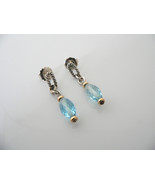 David Yurman Silver 18K Gold Blue Topaz Dangle Dangling Earrings 18K Pos... - $998.00