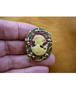 (CS4-17) SAUCY HAT woman burgundy white CAMEO Jewelry brooch pendant Nec... - $575.35 MXN
