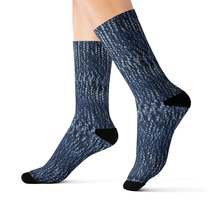 Indigo blue jean Denim Design Pattern Style - Sublimation Socks - $14.80