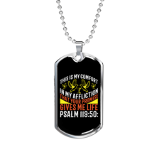 In My Afflication Christian Necklace Stainless Steel or 18k Gold Dog Tag 24&quot; Ch - £37.92 GBP+