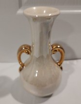 Vintage Lusterware “Pearl China Co” Two Handled Vase. Romantic 22K Gold - $9.74