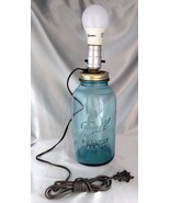 Vintage Repurposed BALL Blue Glass Mason Jar Rustic Farmhouse Table Lamp... - $274.64 MXN