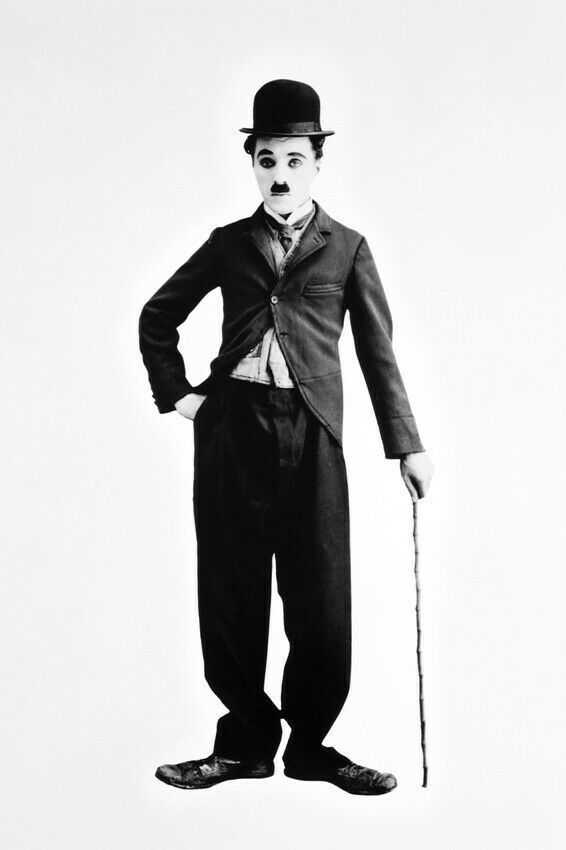 CHARLIE CHAPLIN WITH CANE B&W 24X36 POSTER PRINT