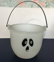 Vintage plastic white ghost bucket pail trick or treat candy holder made... - $19.75