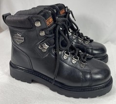 Harley Davidson Boys Boots Size 5.5 Black Leather D81610 Motorcycle Boots - $44.06