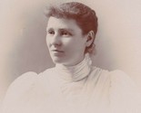 Vtg Cabinet Card Edith Armstrong Attractive Young Woman in White - White... - $19.04