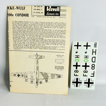 Vintage 1965 Revell H204 1/72 Scale Focke Wulf Fw 200C Condor - DECALS ONLY - $10.88