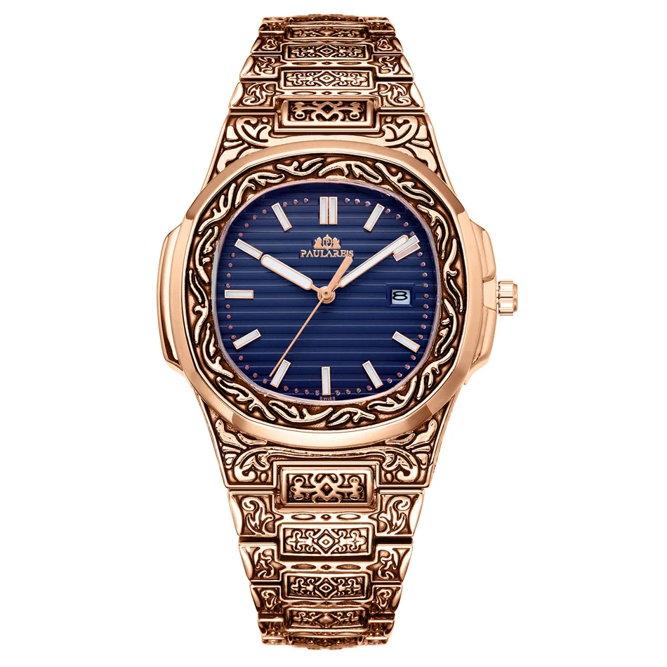 Luxury Carved Antique Vintage Luminous Rose Gold Yellow Gold Silver Gradient Blu - £30.46 GBP