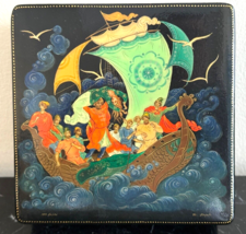 Vintage USSR Russian Lacquer Box By by Palekh Artist Andrey Petrov Dated 1973 - £236.61 GBP