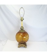 Mid-Century Amber Globe Table Lamp 30&quot; Tall 10&quot; Diameter Vintage - $137.19