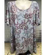 Lularoe Tee T Shirt Top Tunic Women’s Plus Size 2XL Abstract Paisley Gre... - $475.79 MXN