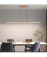 Modern Wooden Linear Pendant Light LED 47 In Dining Room Island Remote D... - $112.69