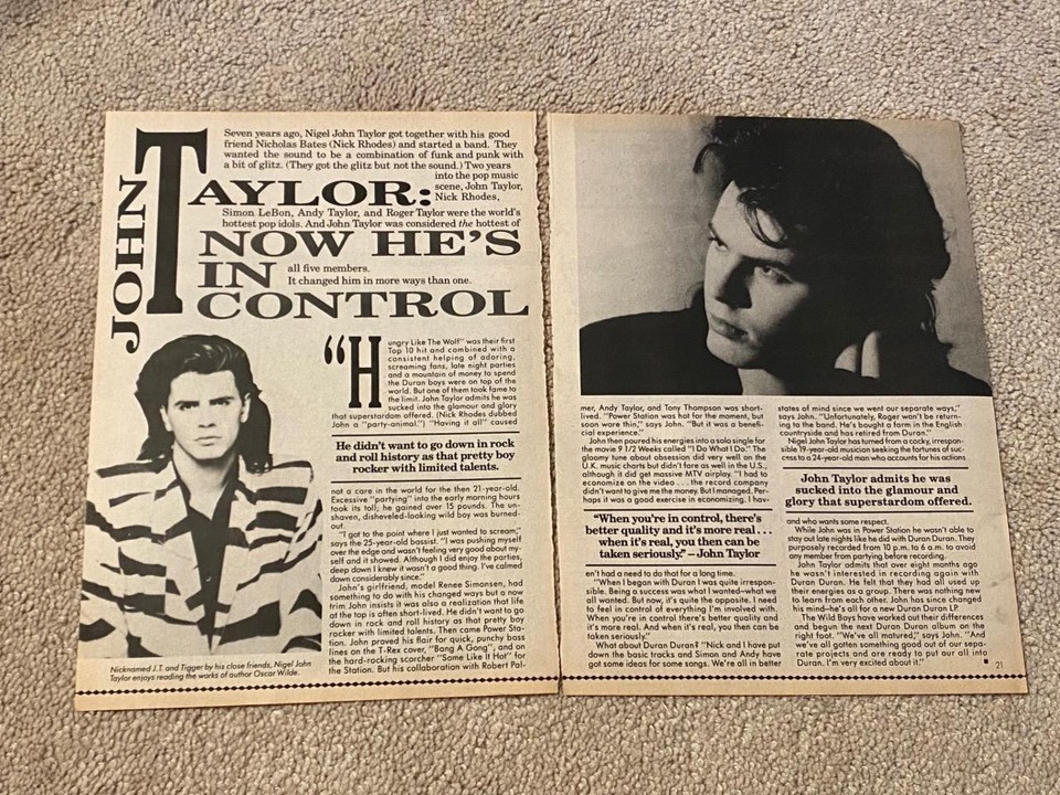 Duran Duran teen magazine pinup clipping John Taylor in control 16 magaz... - $2.50