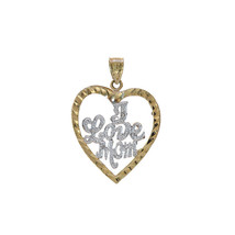I Love Mom 14K Two Tone Gold Heart Pendant - £225.06 GBP
