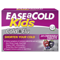 EASEaCOLD Kids Cold &amp; Flu 24 Chewable Tablets – Berry Flavour - £63.99 GBP
