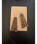 Wooden Die-Cut  Trendy Female SMALL Earrings BROWN - $6.92