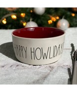 Rae Dunn Pet Bowl &quot;Happy Howliday&quot;  Pet Ceramic Bowl Red Interior 5.5&quot; NEW - £19.09 GBP