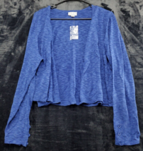 Joan Rivers Cardigan Sweater Womens Size XL Blue Cotton Long Sleeve Open Front - £17.47 GBP