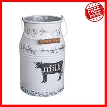 Charming 11-Inch Galvanized Milk Can Vase - Rustic Flower Display Essential - $49.46