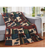 Rustic Forest Black Bear By Pine Trees Forest Cozy Plush Quilted Throw B... - £31.59 GBP