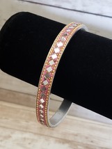 Vintage Bracelet / Bangle - Pink Glitter with Mirrored Detail 8.5&quot; - £11.23 GBP