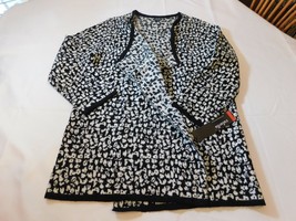 Rafaella Women&#39;s Ladies 3/4 Sleeve Cardigan Sweater Open Front Black Whi... - $38.24