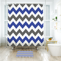 Chevron 001 Shower Curtain Bath Mat Bathroom Waterproof Decorative - £18.08 GBP+
