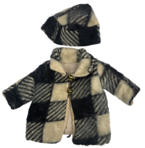 Antique Doll Coat &amp; Hat Clothes Lot Wool Plaid Vintage - $40.00