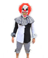 Mens Clown Costume For Halloween Party Black and White with Mask CURLY RED - $37.03 CAD