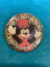 MICKEY&#39;S VERY MERRY CHRISTMAS PARTY 1993 WALT DISNEY WORLD PIN BACK BUTTON - £6.96 GBP