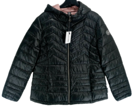 Noize Maisie Size XL NWT Women&#39;s Light Weight Black Hooded Quilted Puffe... - £48.54 GBP