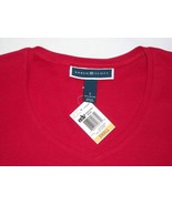 Macy&#39;s Karen Scott Women&#39;s Red Amore Short Sleeve V-Neck Tee T-Shirt Siz... - £15.93 GBP