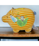 Mary Meyer Baby Piggy Bank Plush Pig Orange Striped Coin Bank Embroidere... - $13.22 CAD