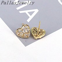 10Pairs Round Oval Heart Gold Color Copper Micro Pave CZ Zircon Virgin Mary Cros - £40.82 GBP