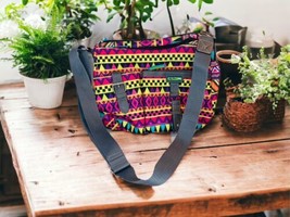 Lily Bloom Multicolor Crossbody Purse In Geometric Print Grey Faux Leather - $23.25