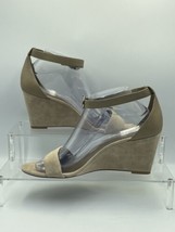 Tory Burch Thames Ankle Strap Wedge Sandal Suede Leather Taupe Size 9 Read - £44.44 GBP