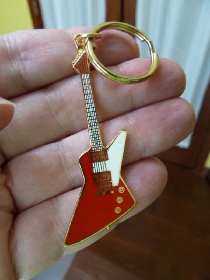 (M-307-B) White red blue black GIBSON EXPLORER Electric Guitar KEYCHAIN ... - $21.41