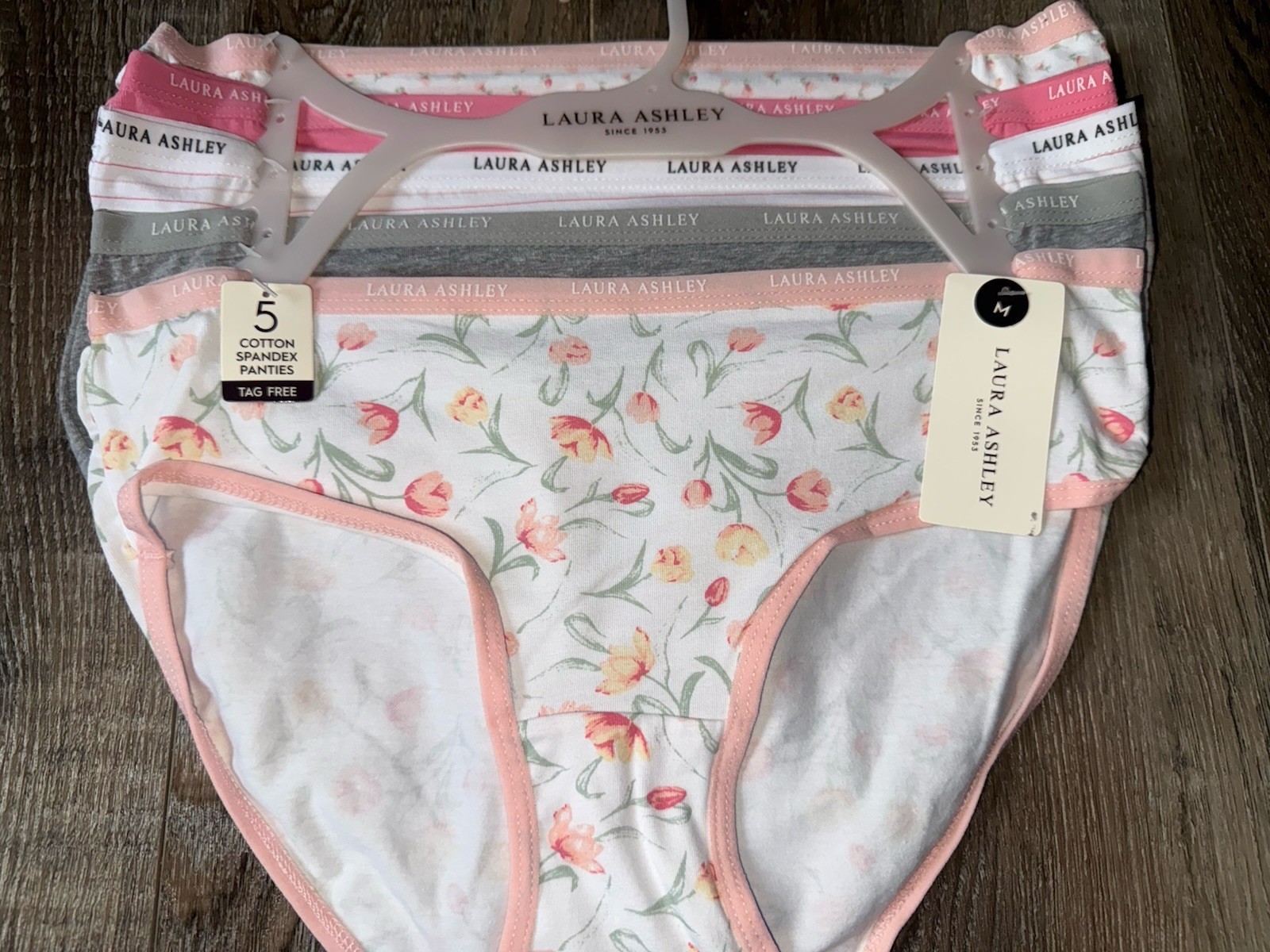 Laura Ashley ~ Womens Hipster Underwear Panties 5-Pair Cotton Blend (B) ~ M - $31.68