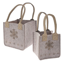 Felt Basket Decorative Storage Bag Set with Christmas Motif Grey and Bei... - £38.84 GBP