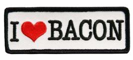 I Love Bacon Embroidered Patch (Iron on Sew on - 4.0 X 1.5 -LB1) - £5.30 GBP