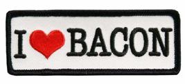 I Love Bacon Embroidered Patch (Iron on Sew on - 4.0 X 1.5 -LB1) - £5.21 GBP